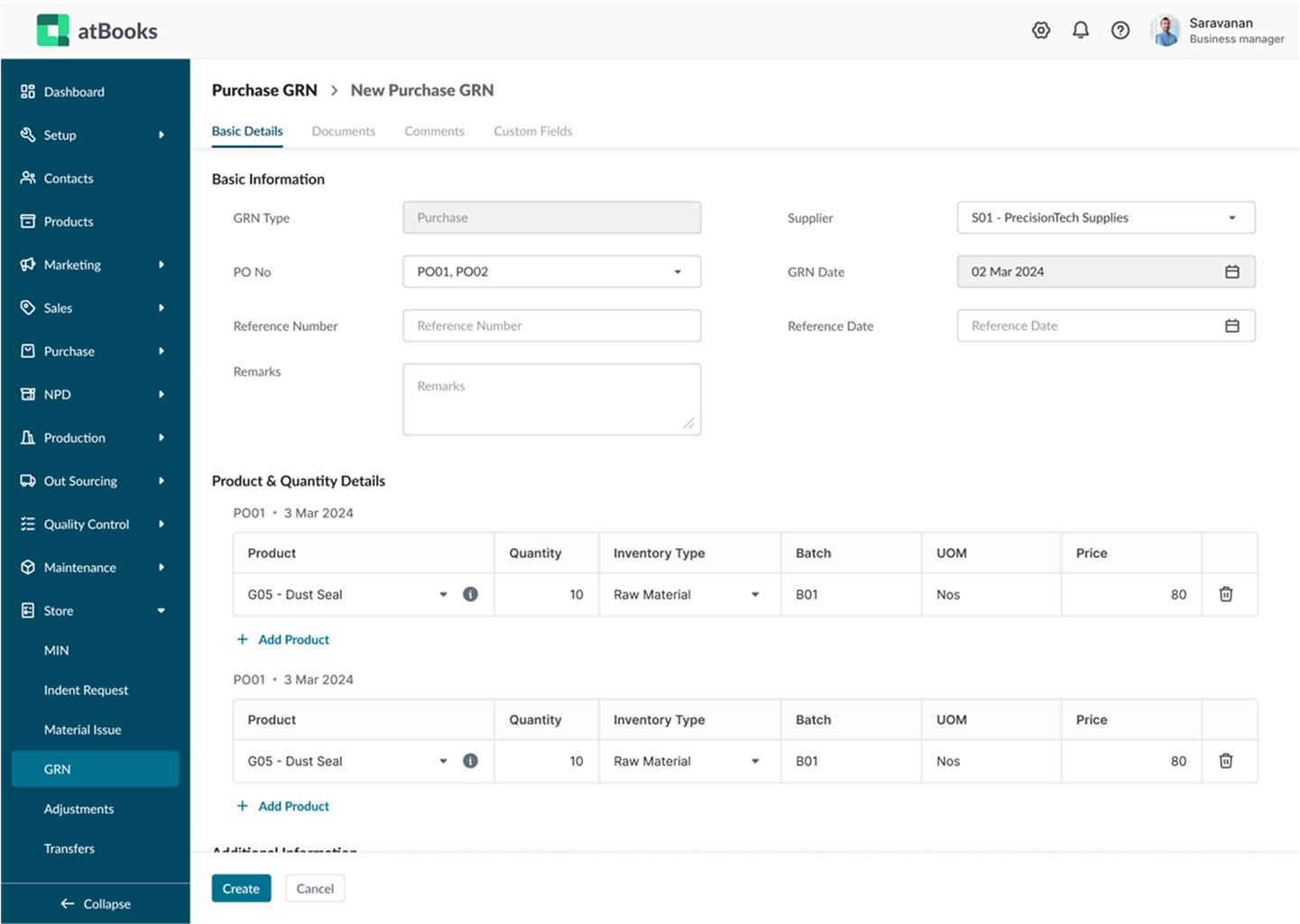 Inventory and Store Control system