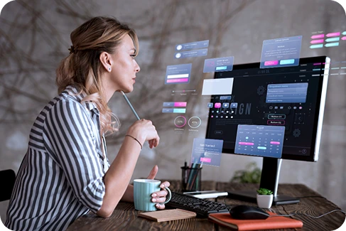 Developer working on laptop with no-code solutions