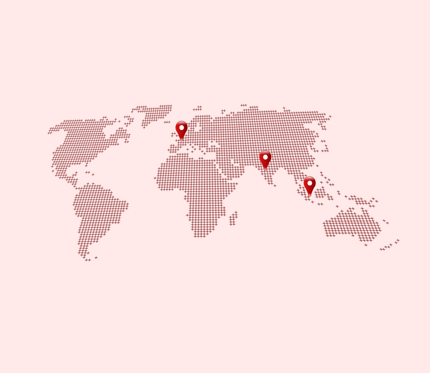Global presence map showing business locations worldwide